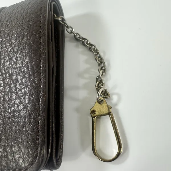 Chloé Wallet Womens One Size Brown Leather Chain C Logo Trifold Wristlet - Image 3