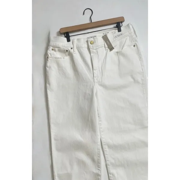NWT!! J. CREW '96 Slim Wide Jeans Retro Raw Hems Solid White Preppy Frayed 33 - Image 3