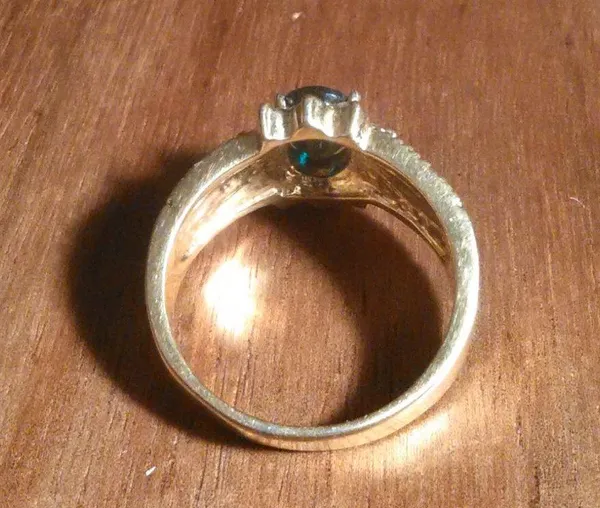 Simulated Emerald and White Crystal Gold Plate Ring (Size 10) - Image 11