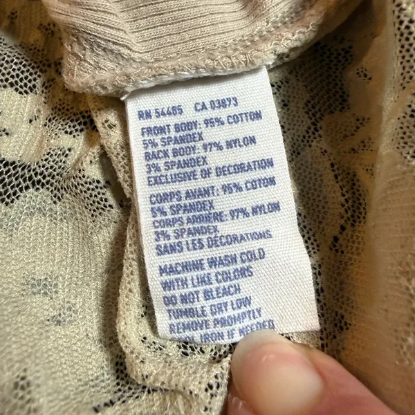 American Eagle Floral Lace Back Racerback Tank Top Ribbed Beige Tan M Y2K Ribbed - Image 4