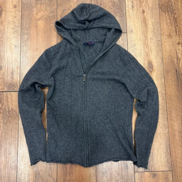 Citizen Cashmere Paris Zip Grey Hoodie Lounge Cozy Longsleeve Sweatshirt Size L - Image 2
