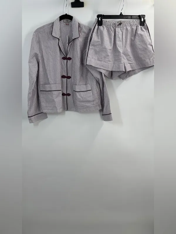 J.Crew Cotton poplin pajama short set in stripe - Image 3