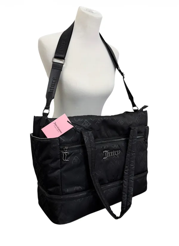 NEW Juicy Couture Black Monogram XL Travel Weekender Tote Bag - Image 2