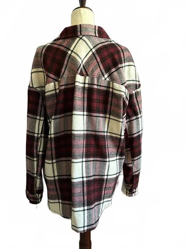 Justify Plaid Button-Up Flannel Shirt XL - Image 2