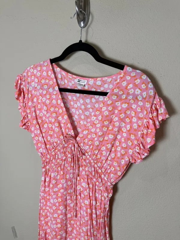 Billabong Picnic Date Midi Dress Pink Floral Size Small - Image 5