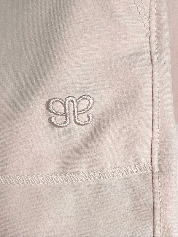 Albion Fit Jetsetter Jumpsuit Sz Medium Blush Pink Cap Sleeve Tapered Athleisure - Image 8