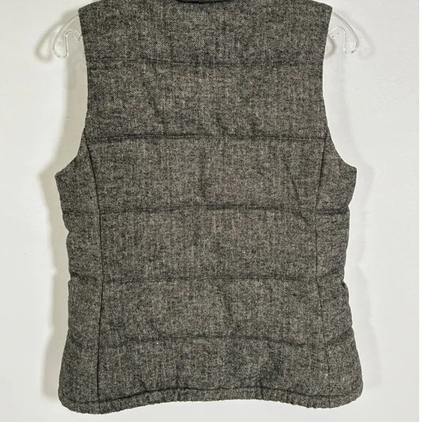 Old Navy Womens Gray Herringbone Puffer Vest Wool Blend Funnel Neck Small - Image 10