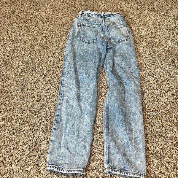 Old Navy Womens Jeans Acid‎ Wash Distressed Extra High Rise Straight Leg Size 00 - Image 9