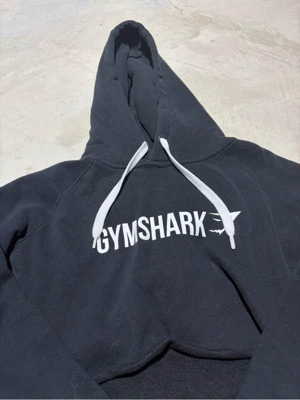 Gymshark Black Cropped Hoodie small - Image 2