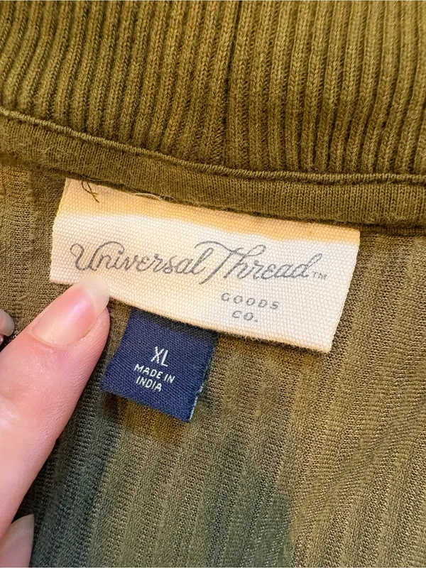 Universal Threads Olive Green Corduroy Quarter Zip Pullover Sweatshirt XL Cozy Fall Gorpcore - Image 3