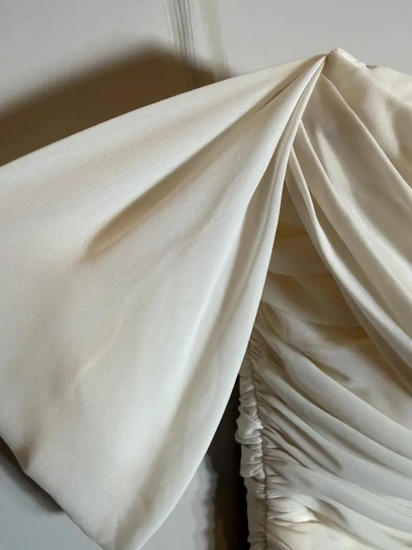 House of CB Carlotta Ruched Draped Chiffon Dress Womens XS Ivory Formal Cocktail - Image 10