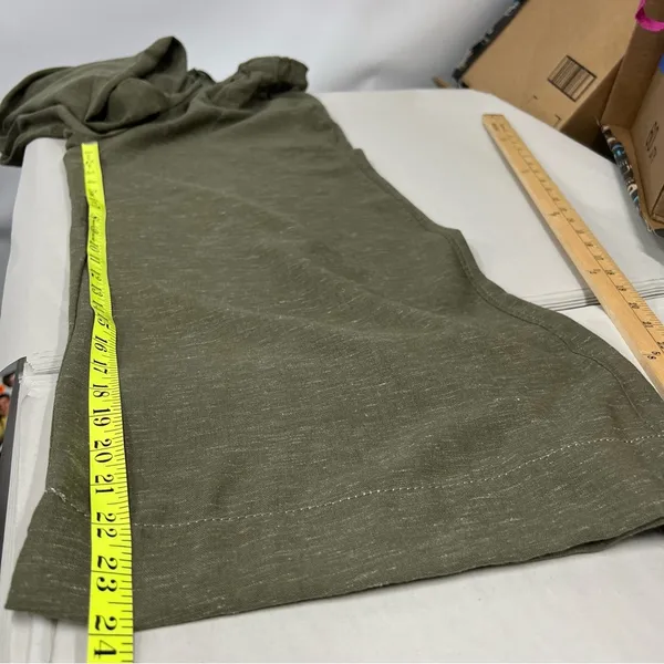 NWT Max Studio Women's Cropped Wide Leg Trousers XS Pull-on linen blend olive - Image 11