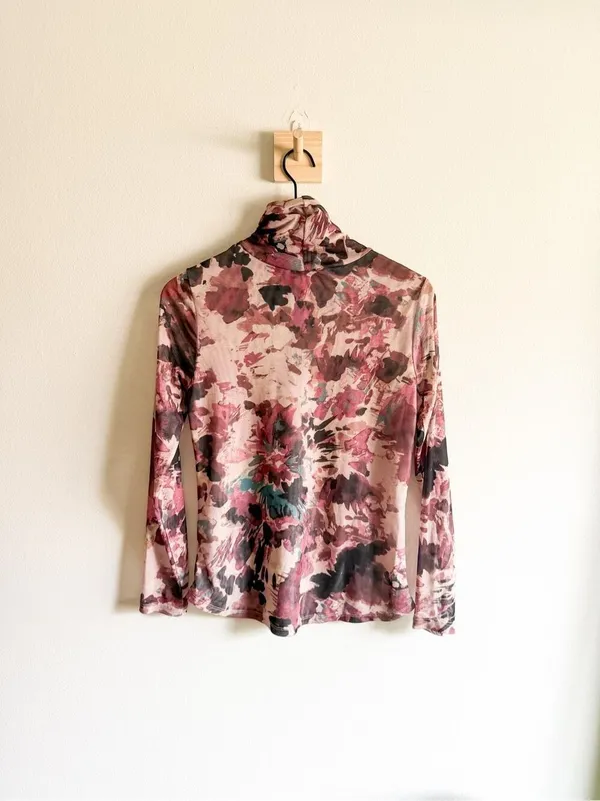 Mainstream Boutique Mesh Tie Dye Print Mock Neck Long Sleeve Size S - Image 6