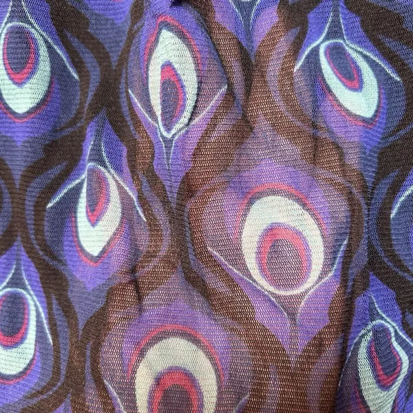 VTG Y2K Womens Blue Peacock Feather Sheer Mesh Babydoll Tank Top Size Small Boho - Image 6