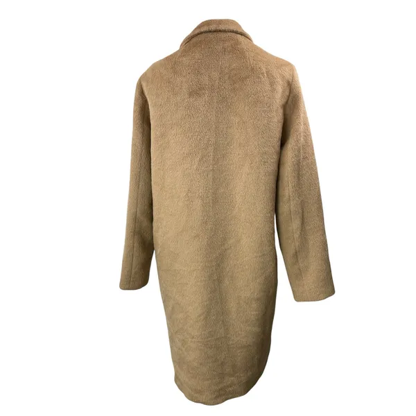 Aritzia Babaton Tan Wool Blend Fleece Long Sleeves One Button Overcoat Jacket S - Image 3