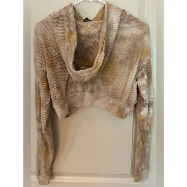 Wild Fable Mustard Waffle Tie Die Cropped Hoodie Women's Sz Large - Image 3