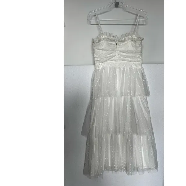 Lulus 2010s Ivory Swiss Dot Mesh Bustier Tiered Dress Medium - Image 10