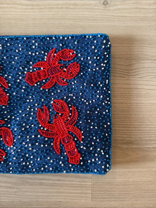 America & Beyond Beaded Navy Wristlet with Red Lobster Embroidery - Image 2
