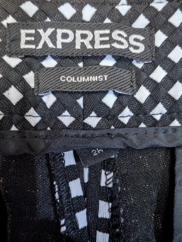 Express Dress Pants, Size 2R, Black & White Check Pattern - Image 6