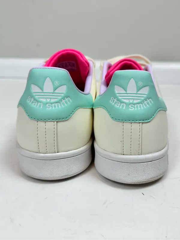 Adidas Stan Smith Sneakers Lace Up Cream White Pink Mint 10.5 - Image 4