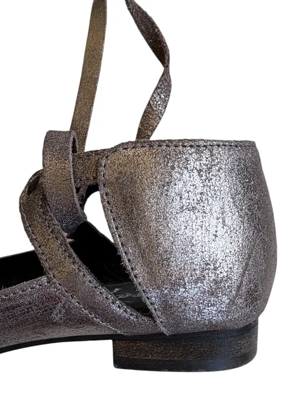 Free People Leather Atlas Metallic Ankle Wrap Ballet Flats Size 6.5 - Image 4