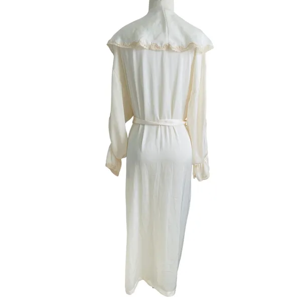 Vintage Etienne Cream Lace Peignoir Robe Small Embroidered Dressing Gown - Image 11