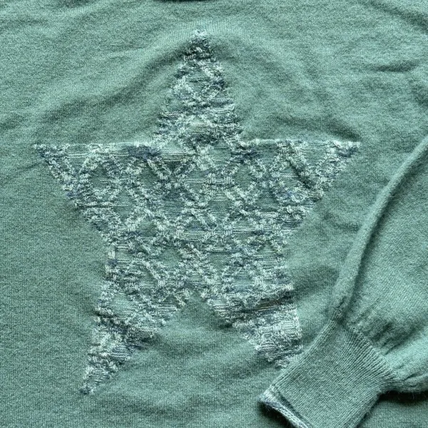Democracy Space Dye Star Sweater Top Green Blouson Sleeve Ethereal Indie‎ Twee - Image 5