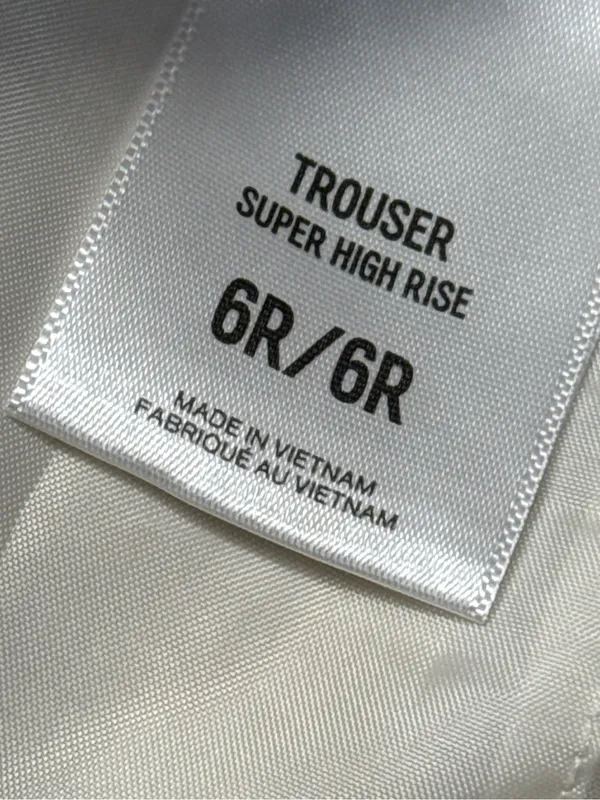 Express Super High Rise Trouser Pants Beige Ivory Size 6R - Image 9