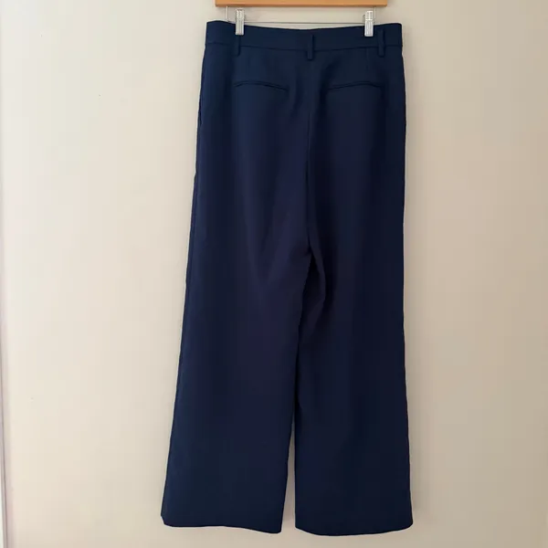 Ann Taylor Wide Leg Pleated Trouser Pants Navy Blue High Waist Women Size 8 - Image 8