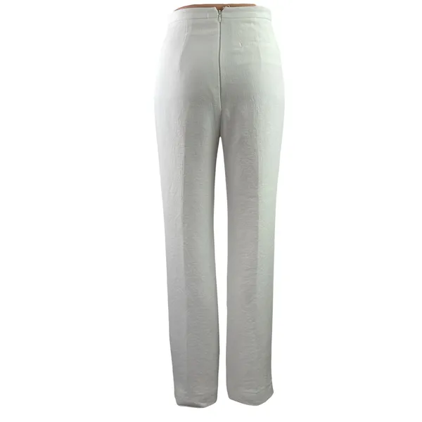Kookai Oyster Tailored Women White High Rise Straight Leg Trousers Pants Size 34 - Image 3