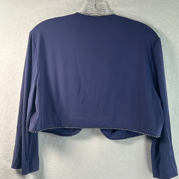 Alex Evenings Petite Iris Purple Rhinestone Trim Bolero Jacket 16P NEW - Image 2
