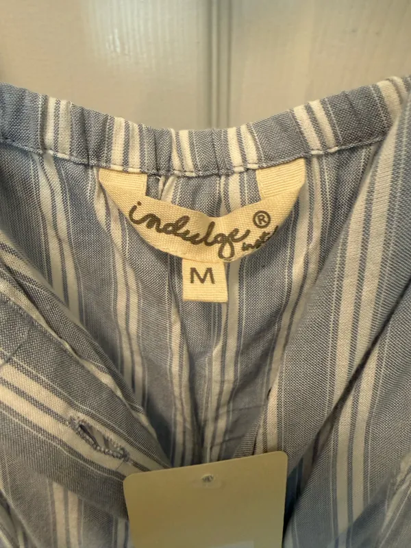Indulge Light Blue Striped Button-Front Sundress - Image 3