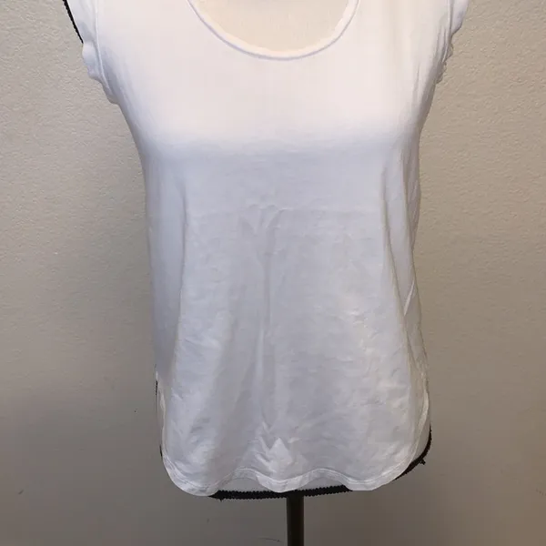 Ann Taylor LOFT white casual short sleeve shirt - Image 3