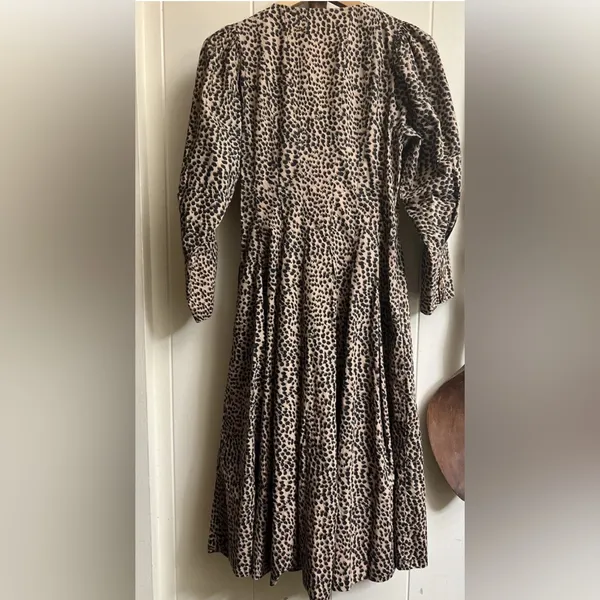 ULLA JOHNSON Bernadette‎ Dress Brown Black Cheetah Animal Print Midi Safari - Image 3