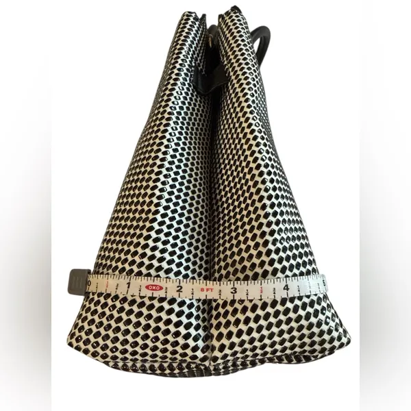 Gianni Bini Black & White Geometric Dot Structured Satchel with Gold‎ Hardware - Image 11