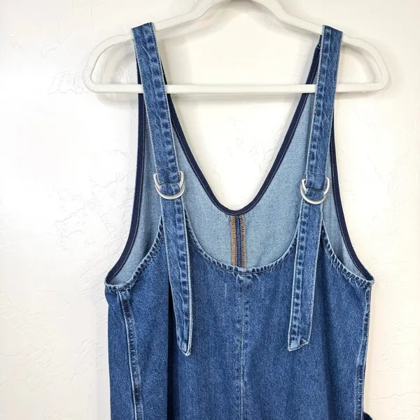 Free People We The Free Sapphire Blue Cotton High Roller Relaxed Denim Jumpsuit - Image 8