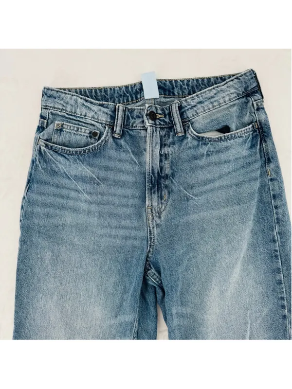 & Denim Jeans Ultra High Waist Wide Leg Faded Vintage Wash H&M Size 6 - Image 3