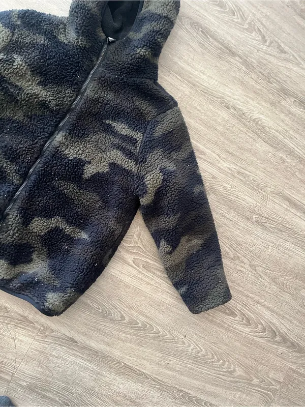 PINK Victoria’s Secret Camo Sherpa Jacket Womens XL Black Fleece Zip Hoodie - Image 5