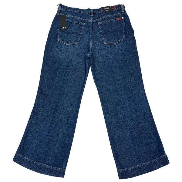 7 For All Mankind Modern Dojo Tailorless Wide Leg Jeans 33" Luray Dark Wash NEW! - Image 2