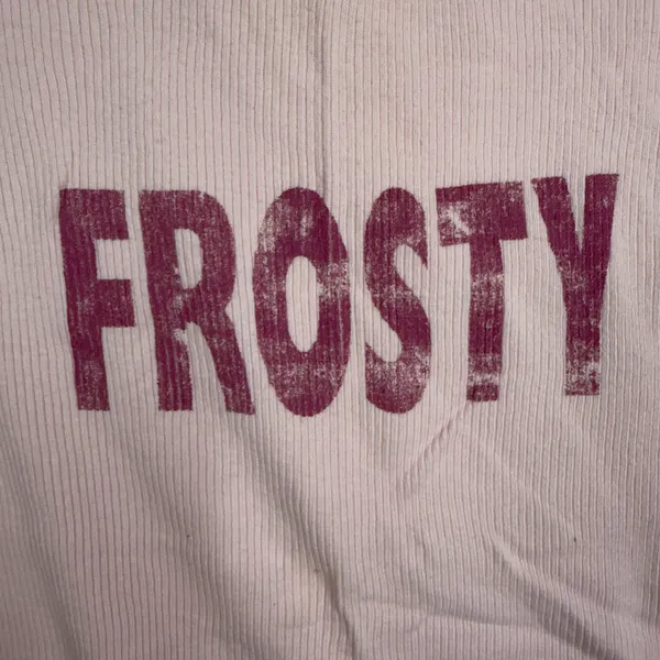 Y2K Vintage Old Navy Size M Long Sleeve Pink Frosty Ribbed Graphic Top 427411 - Image 4