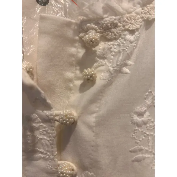 Payal Jain Anthropologie‎ Ivory Embroidered Eyelet Cotton Blouse NWT Large Boho - Image 3