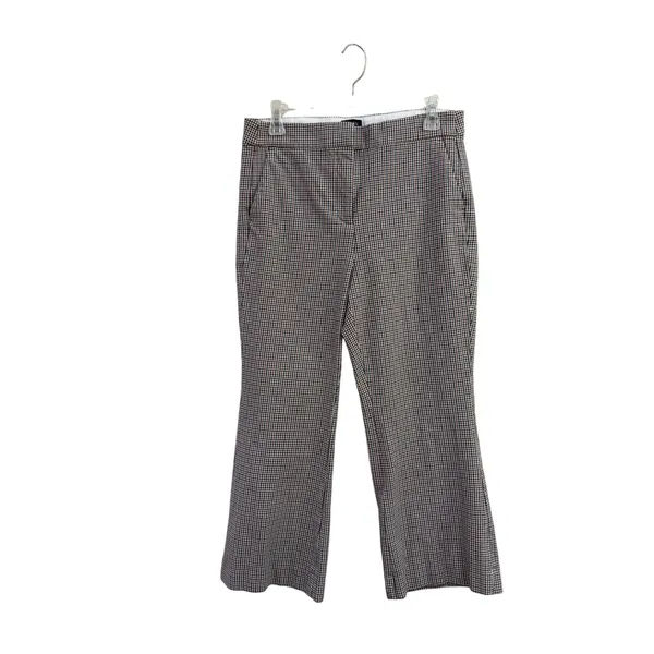 J.Crew Kelsey Pant 8 Multi Color Gingham Check Stretch Flare Preppy Trousers - Image 2