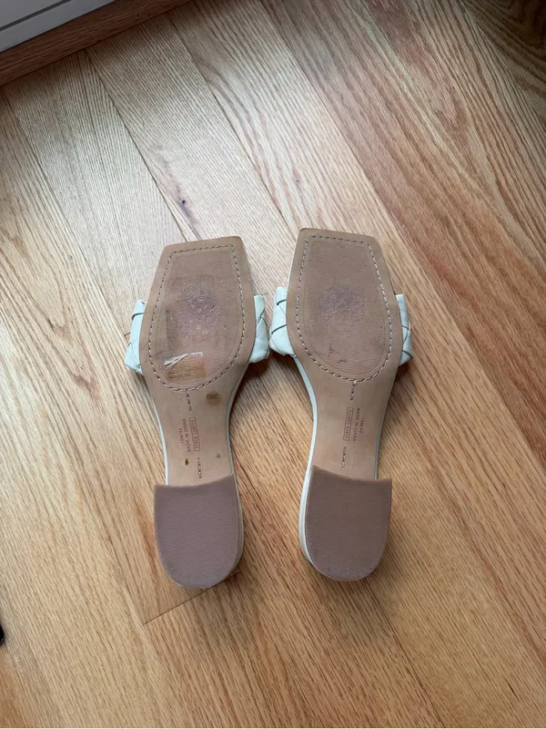 Vince Camuto Ivory Woven Square Toe Block Heel Sandals Size 10 - Image 7