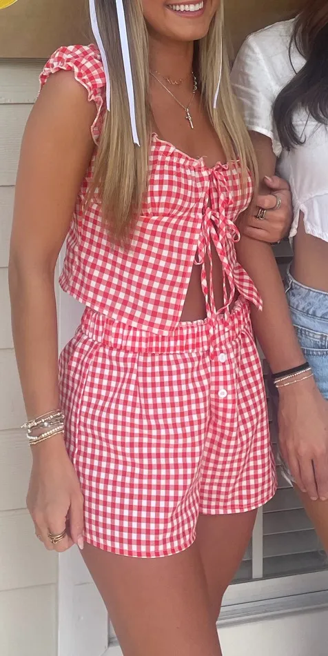Gingham Red Set Shein - Image 4