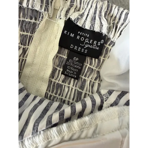 Kim Rogers Halter Dress Petite 6P Seersucker Stripe Navy White 222373KR - Image 5