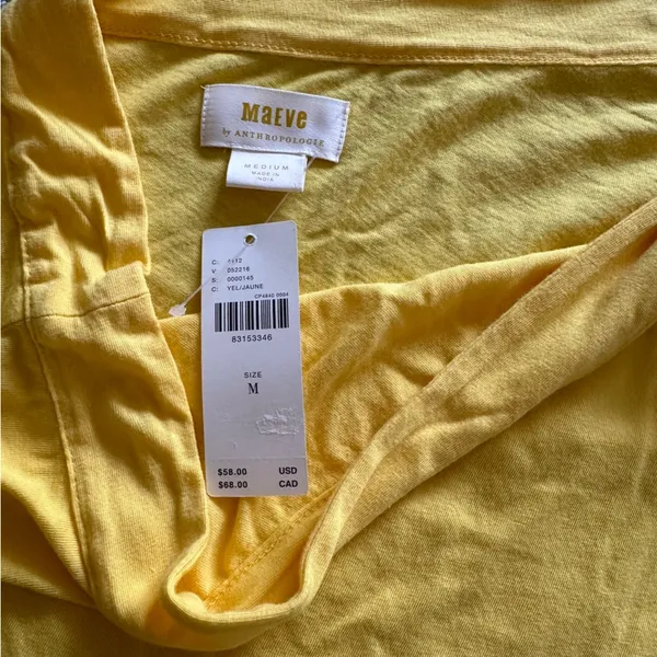 Anthropologie Maeve Yellow One-Shoulder Bow Top NEW - Image 3