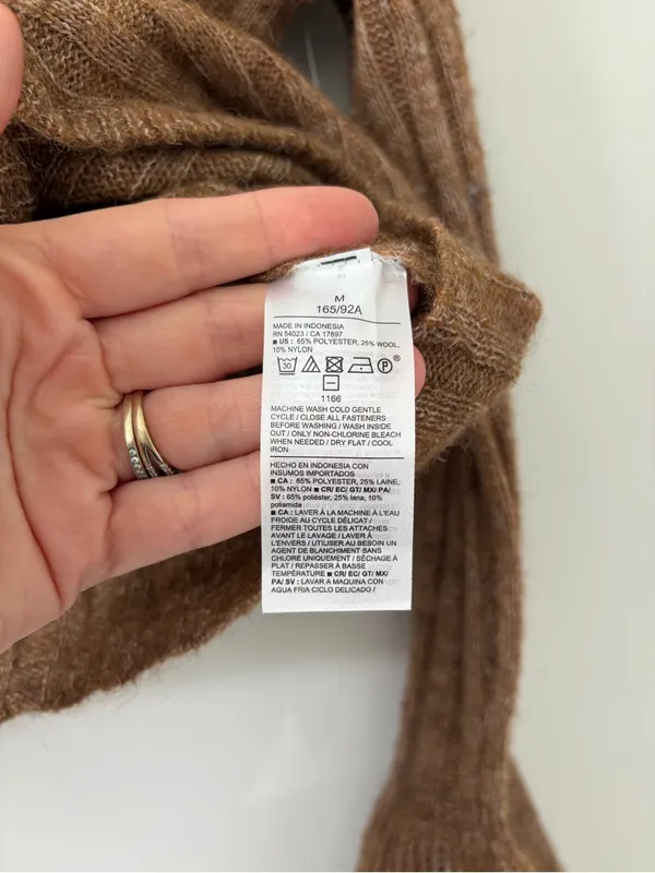 Old Navy Brown Wool Blend Ruffle Tie Front Bell Sleeve Cropped Knit Cardigan NWT - Image 6