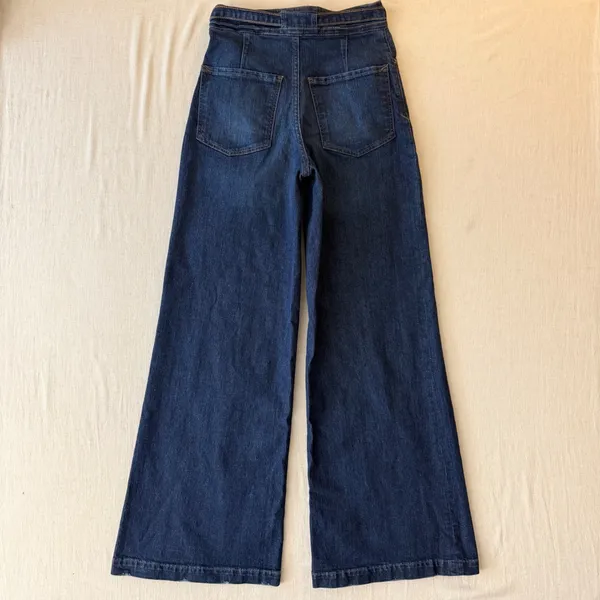 Express Wide Leg Super High Rise Belted Jeans 4R Dark Wash 70s Retro - Image 10