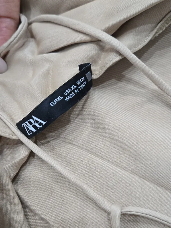 Zara Beige Maxi Slip Dress with Disc-Strap Detail Size XL - Image 5