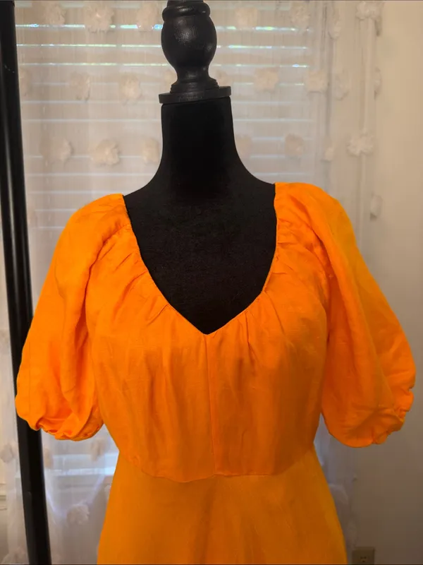Banana republic NWT Orange Puff-Sleeve Midi/Maxi Dress sz4 - Image 2